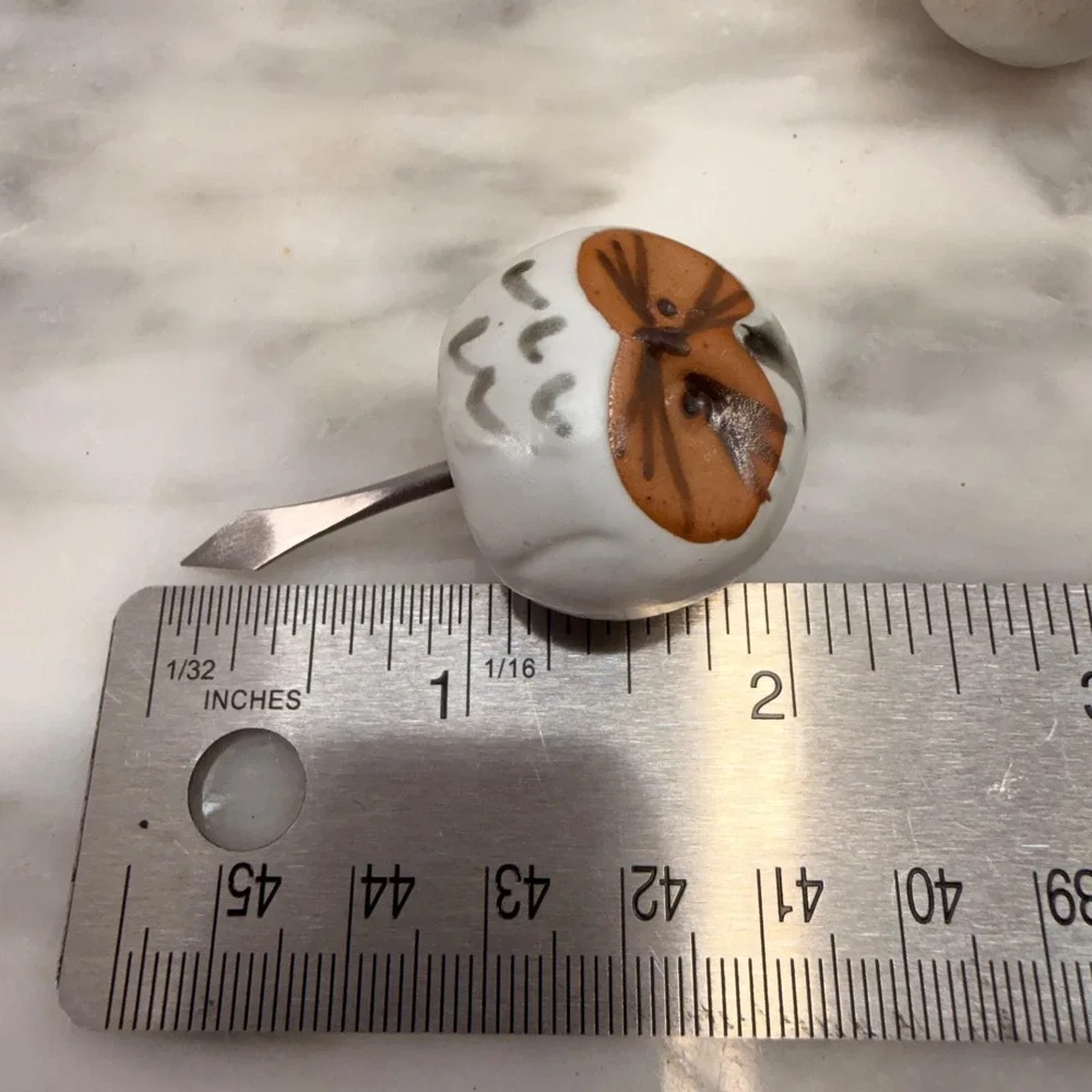 Vintage '72 Fitz & Floyd Owl Corn Holders 4 Pair Japan Pottery whimsical w/ box